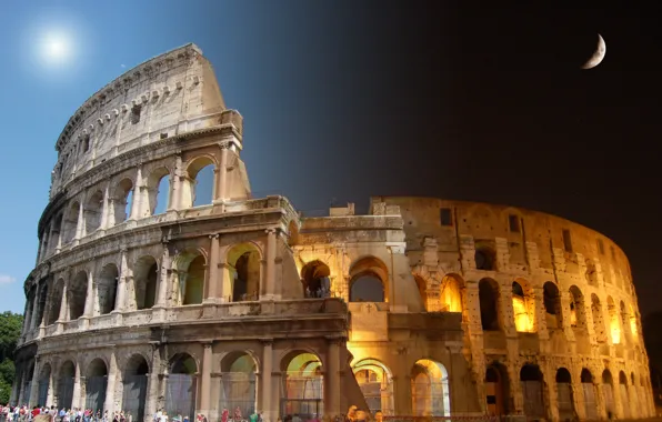 Roma, night, coliseum