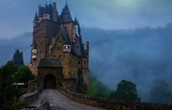 Картинка небо, тучи, замок, Германия, Замок Эльц