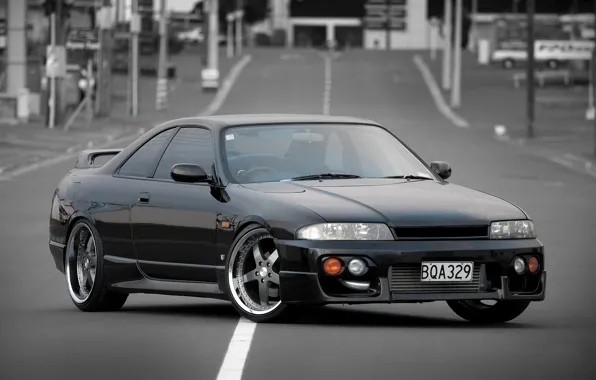 Картинка Nissan, black, tuning, Skyline, R33