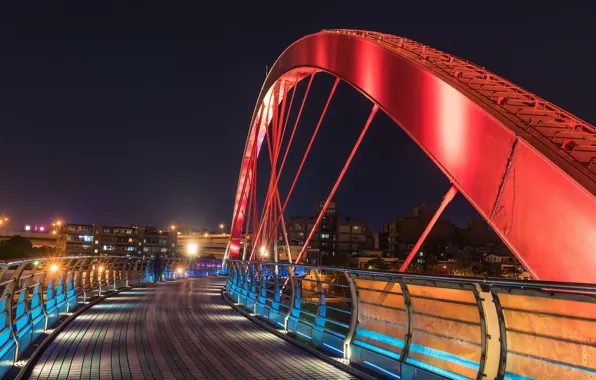 Картинка ночь, город, Rainbow bridge