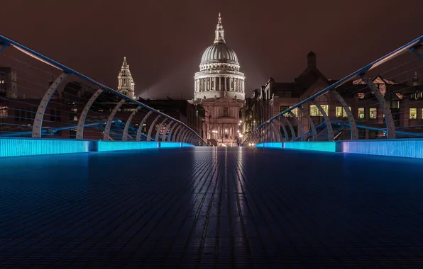 Картинка ночь, мост, город, Лондон, посветка