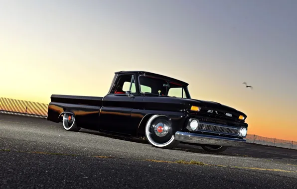 Chevrolet, Black, Apache, Pickup, Silverado, C10