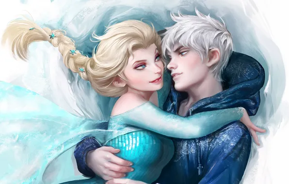 Картинка Frozen, Rise of the Guardians, Elsa, Jack Frost, Snow Queen, Холодное сердце, Winter Spirit
