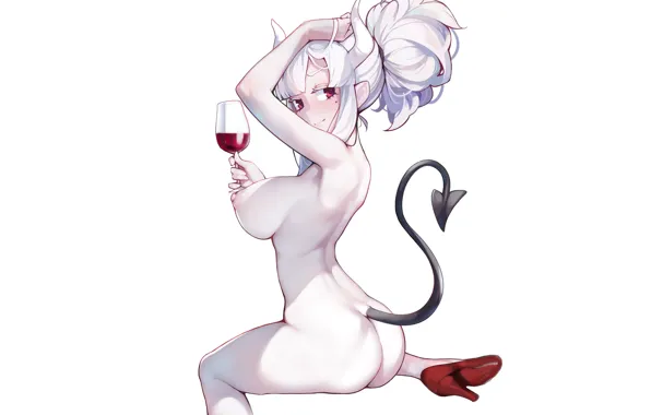Kawaii, girl, white, sexy, devil, anime, tail, erotic