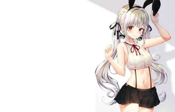 Girl, sexy, cleavage, long hair, boobs, anime, beautiful, red eyes