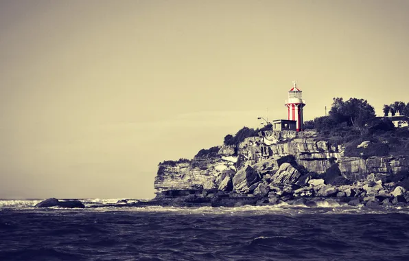 Море, камни, берег, маяк