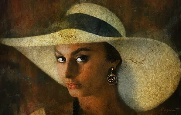 Картинка фон, шляпа, актриса, певица, Софи Лорен, Sophia Loren