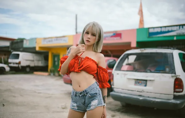 Картинка girl, sexy, shorts, blouse, model, asian, cute