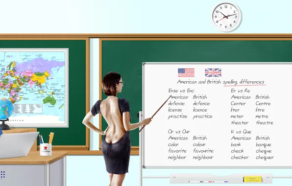 Dress, british, teacher, english, classroom, whiteboard, differences, amerian
