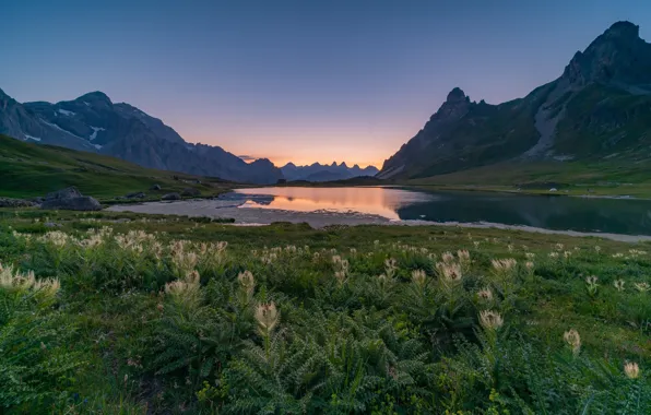 Горы, Франция, вечер, Альпы, Valloire Galibier