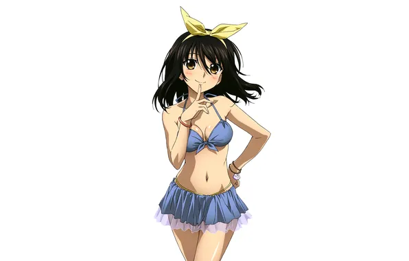 Girl, sexy, cleavage, long hair, brown eyes, boobs, anime, beautiful