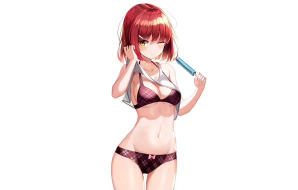 Girl, sexy, lingerie, pantsu, bra, cleavage, panties, red hair