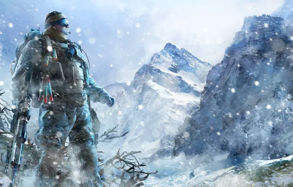 Картинка снег, горы, снайпер, Sniper Ghost Warrior 2