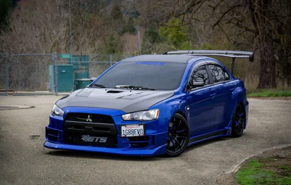 Mitsubishi, blue, lancer, evolution