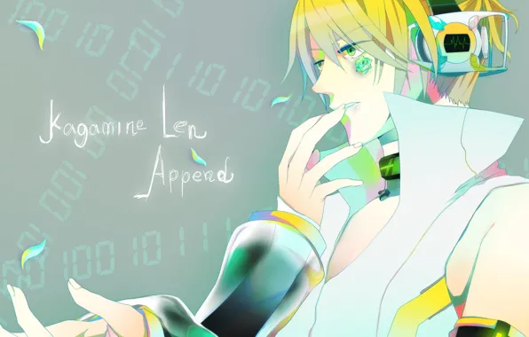 Фон, аниме, арт, парень, Vocaloid, Вокалоид, персонажи, Лен