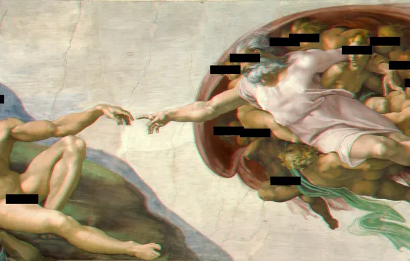 Painting, god, creation of adam, aesthetic, redacted