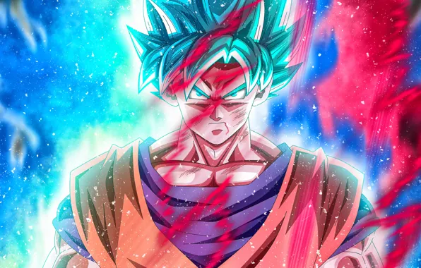 Взгляд, парень, мускулы, Dragon Ball, Драконий жемчуг, аура силы