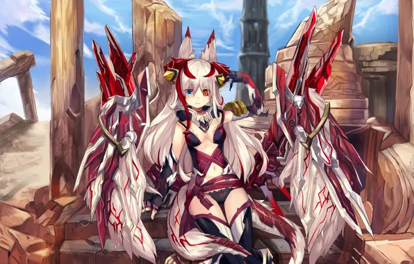 Kawaii, pantsu, panties, soldier, mecha, fox, weapon, boobs
