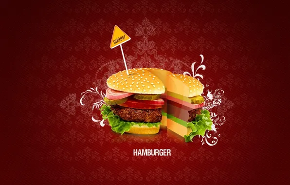 Картинка минимализм, вектор, Гамбургер