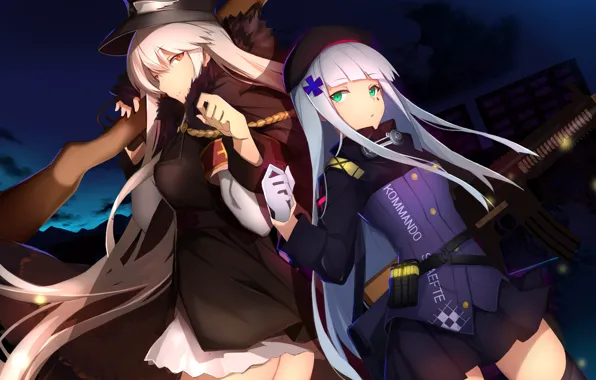 Оружие, девушки, HK416, Girls Frontline, Kar98k
