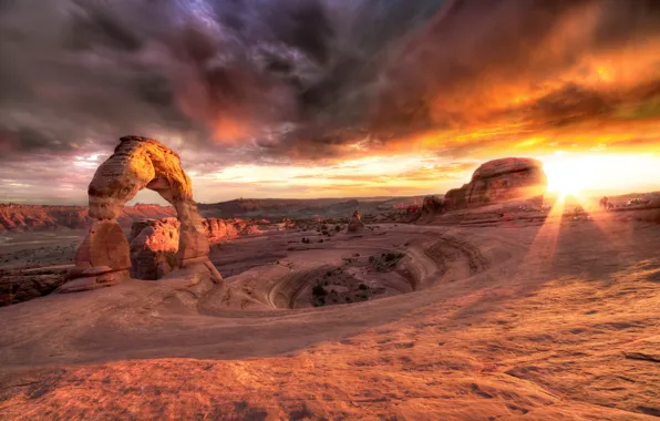 Пейзаж, закат, горы