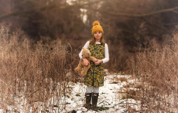 Шапка, игрушка, мишка, девочка, прелесть, Lorna Oxenham, On the trail