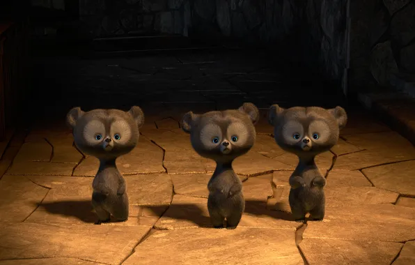 Картинка мультфильм, тройняшки, студия Pixar, храбрые медвежата