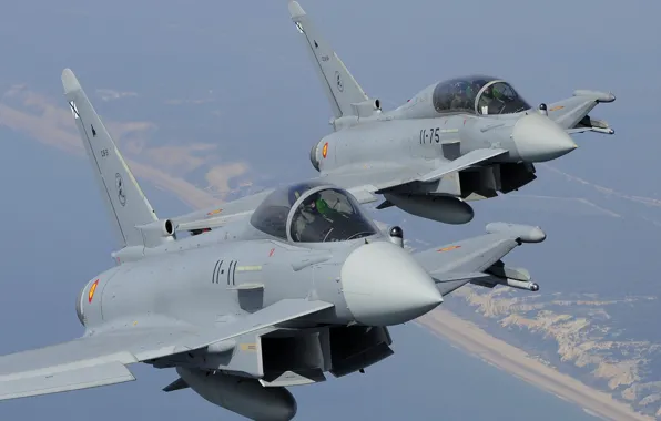 Истребитель, Фонарь, Пилот, Eurofighter Typhoon, Кокпит, ВВС Испании, ПГО, ИЛС