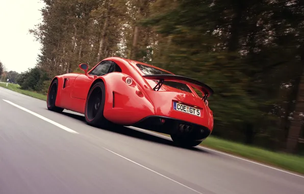 Красный Цвет, Road, Wiesmann GT MF5, Вид Сзади