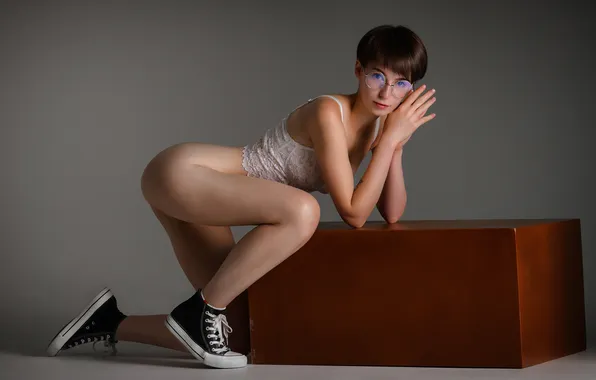 Попа, взгляд, секси, фон, модель, тело, кеды, руки