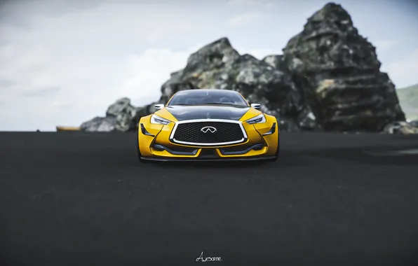 Car, Infiniti, vehicle, video games, Forza, Forza Horizon 4, yellow cars, 2015 Infiniti Q60 Coupe