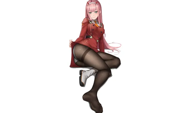 Скачать обои девушка, аниме, арт, ножки, калготки, 002, Darling In The
