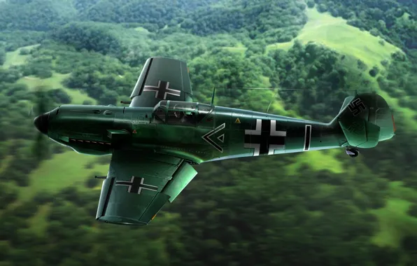 Германия, Истребитель, Messerschmitt, Emil, Bf.109E-3, Bayerische Flugzeugwerke, Bf-109E, Двигатель DB 601А