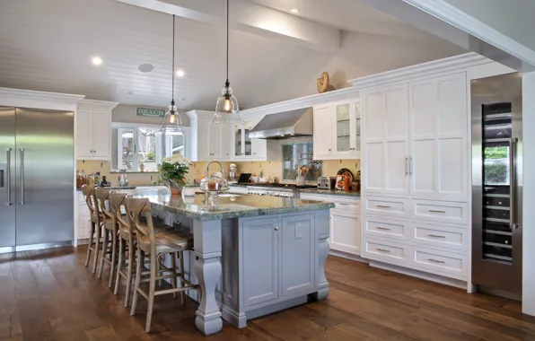 Стол, мебель, кухня, особняк, Design, Interior, Kitchen