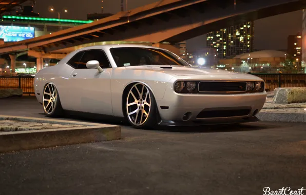 Dodge, Challenger, bridge, Night