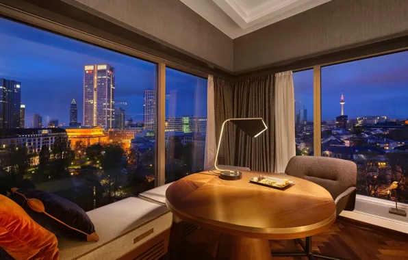 Дизайн, стиль, комната, интерьер, Германия, отель, Frankfurt, night