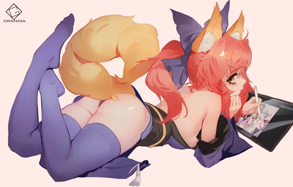 Девушка, графический планшет, Grandia, Tamamo no Mae, Fate/GrandOrder