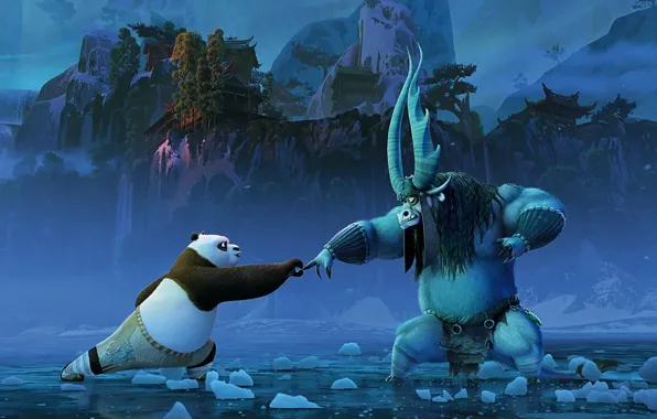 Пейзаж, горы, мультфильм, приключения, боевик, комедия, Кай, Kung Fu Panda 3