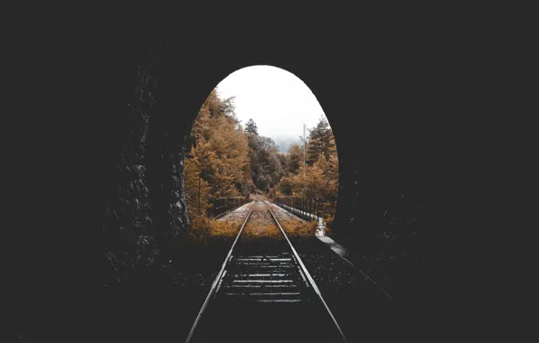 Картинка autumn, tunnel, railway
