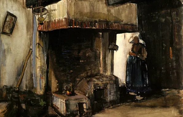 Картинка женщина, печка, Винсент ван Гог, Woman by a Hearth