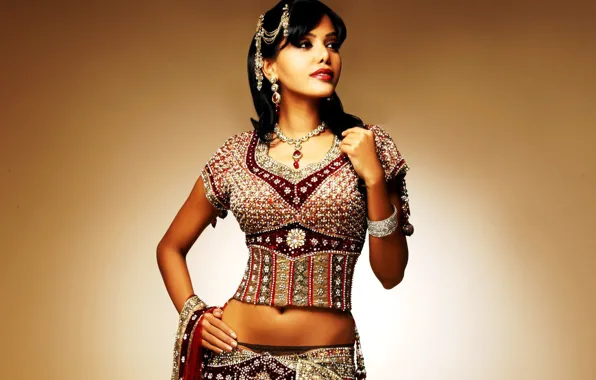 Украшения, одежда, брюнетка, woman, индианка, indian brunette