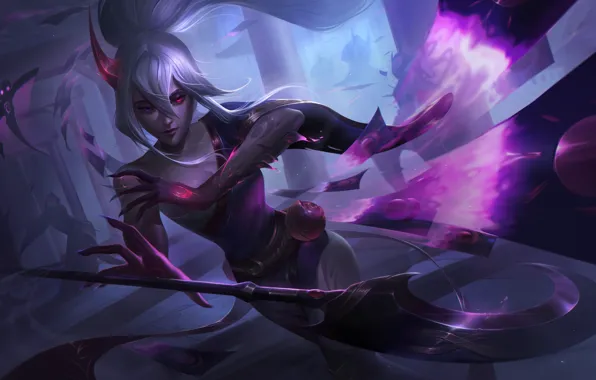 Девушка, магия, рога, League Of Legends