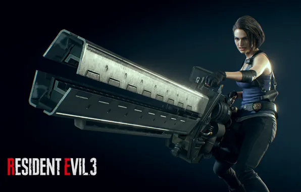 Girl, jill valentine, big gun, resident evil 3 remake