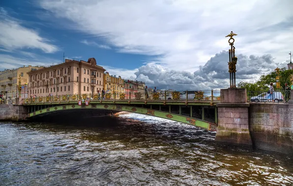 Картинка небо, мост, вид, Санкт-Петербург, канал