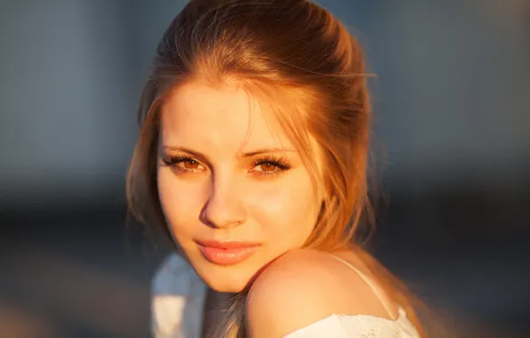 Взгляд, девушка, солнце, лицо, 500px