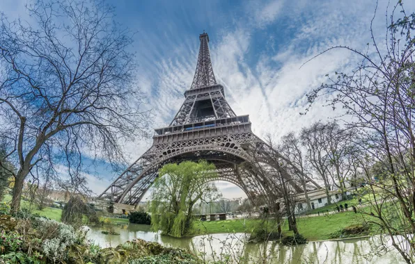 Картинка деревья, Париж, башня