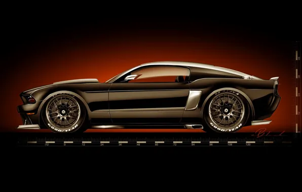 Тюнинг, рисунок, Ford Mustang, форд, muscle car, Hollywood Hot Rods