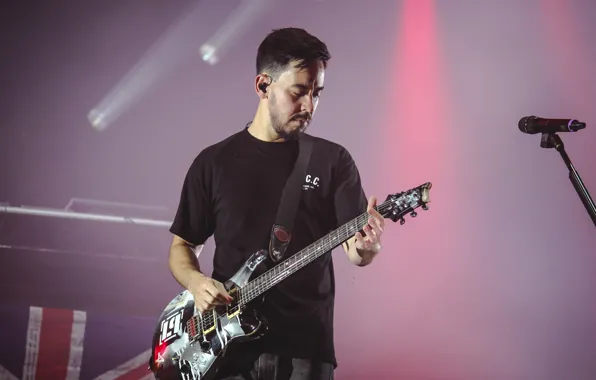 Guitar, microphone, Linkin Park, Mike Shinoda, scene, rock band