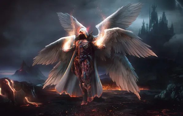 Крылья, ангел, dark, броня, armor, wings, angel, серафим