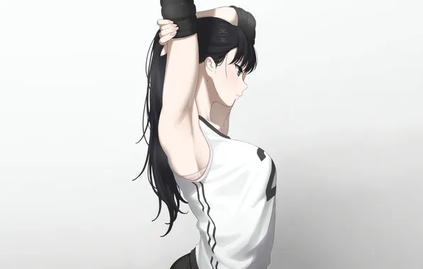 Girl, lingerie, bra, shorts, long hair, boobs, anime, beautiful